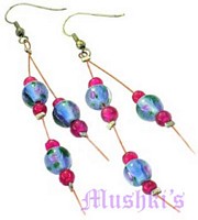 Glass bead hanging earring - click here for large view